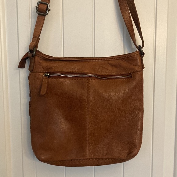 Anthropologie Vilenca Holland weaved Leather Crossbody Tote Cognac - Picture 7 of 11